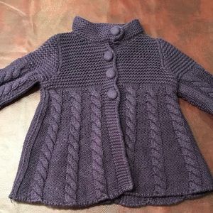 First Impressions dark purple cable knit sweater